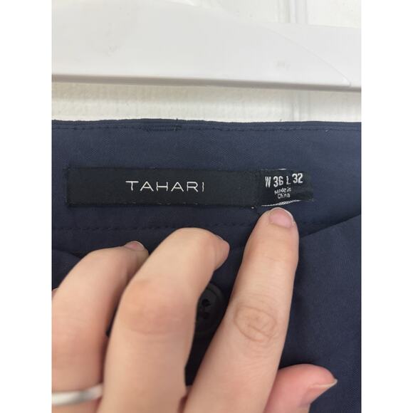 NWOT Tahari Men’s Navy Blue Stretch All Day Tech Pant Slim Fit Size 36x32 Office - Picture 3 of 5